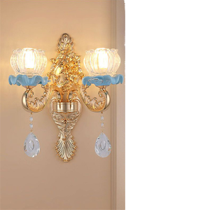 Luxury Crystal <b>LED</b> Wall Lamp European Design <b>Sensor</b> Control Blue Shade 5-Year Warranty Bedroom Living Room Corridor <b>Lighting</b> - Product Image 1