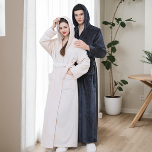 Sunhome Womens <strong>Men</strong> Hooded Fleece Robe Soft Bathrobe Cute Long <strong>House</strong> <strong>Coat</strong> Plush Hooded Robe - Product Image 1
