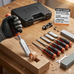 Wood Chisel Set 10 Pc Chromium Vanadium Steel Straight Tip Home Woodworking Kit - Product Image 3