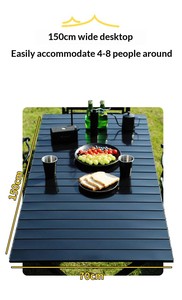 Table pliante d'extérieur en acier au carbone pour pique-nique, ensemble table et chaises léger pour <span class=keywords><strong>camping</strong></span>, vente en gros - Product Image 4