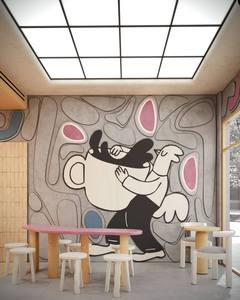 Diseño Interior Personalizado de Cafetería Estilo Memphis, Muebles Curvos Orgánicos para Cafetería, Azulejos de Microcemento y Terrazo, Instalación Llave en Mano - Product Image 4