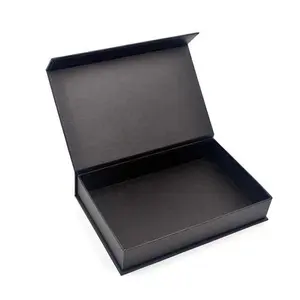 Venda quente Caixas de Presente De Papel Preto com Tampa Magnética Caixa de Embalagem Caixa De Presente com Papel de Alta Qualidade com a Inserção do Cartão