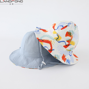 Chapeau Bob Réversible pour Enfants et Tout-Petits Landfond, Motif Dessin Animé, Bord Court, Protection Solaire, Style <span class=keywords><strong>Pêcheur</strong></span> - Product Image 6