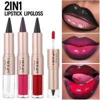 Delineador de Labios y Brillo Labial 2 en 1 de Larga Duración a Prueba de Agua, Acabado Mate con Espejo, para Uso Diario