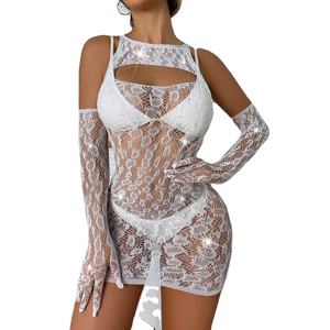 新款白色奢华女式内衣短裙一件式镂空时尚女士包臀裙俱乐部女式内衣 - Product Image 1