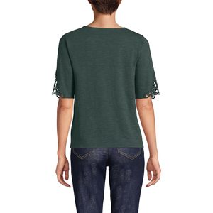 เสื้อยืดแขนยาวผู้หญิง FOXA แต่งขอบลูกไม้ ผ้าฝ้ายถัก ระบายอากาศได้ดี - Product Image 2