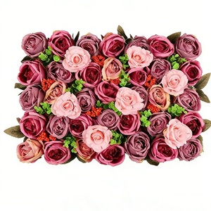 Guirnalda de hierba artificial para dormitorio, arreglos de <span class=keywords><strong>hortensias</strong></span> falsas, compra a granel, decoración de pared 3D con flores rojas y coloridas de boj negro. - Product Image 4