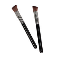 Pinceau de Maquillage de Luxe à Marque Blanche, Manche en Bois Noir, Poils Synthétiques en Nylon Haute Densité, Sans Perte de Poils, Idéal pour Cadeau Beauté