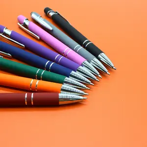 Hot bán khuyến mại New đa chức năng bóng Stylus mềm màn hình cảm ứng Pen 2 trong 1 với biểu tượng tùy chỉnh kim loại bút bi