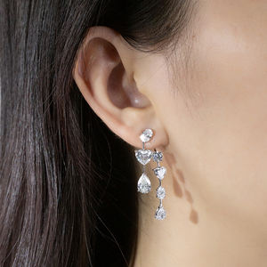 Pendientes de Diamantes Chapados en Oro Blanco S925 MSE-871 de Messi Jewelry para Mujer - Product Image 3