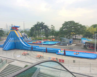 Toboggan aquatique gonflable en PVC pour extérieur, très demandé, avec piscine, souffleur de qualité commerciale inclus, livraison porte-à-porte, en stock
