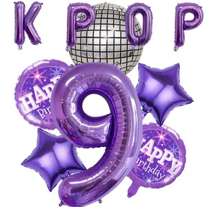 Ensemble de ballons <span class=keywords><strong>en</strong></span> aluminium sur le thème KPOP violet avec chiffres pour la décoration de fête d'anniversaire des enfants et la prise de photos - Product Image 6