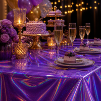 Nappe jetable rectangulaire en PEVA imperméable, motif étoiles violettes, pour jardin, patio, repas, banquet, fête