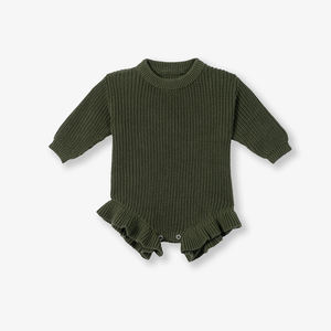 ODM y OEM, Ropa de Punto para Niños de Vietnam, Color Sólido, Invierno, 100% Algodón, Mono con Volantes para Bebés Niñas, Ropa para Bebés - Product Image 1