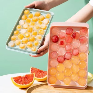 Bac à glaçons rond avec couvercle, moule à glace en PP, mini glaçons faciles à démouler pour cocktails, whisky, boissons d'été - Product Image 2