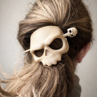 Pince à cheveux Crâne d'Halloween, Accessoire capillaire créatif et tendance de style sombre