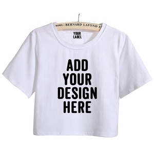 T-Shirt da <span class=keywords><strong>donna</strong></span> con stampa personalizzata e Logo con 5% in cotone 95% Spandex T-Shirt di base in bianco e bianco per <span class=keywords><strong>donna</strong></span> - Product Image 1