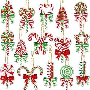 Kit de broderie diamantée DIY Songwoo en gros, motif écossais de Noël, pour porte-clés et ornements - Product Image 2