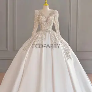 628 elegante vestidos de novia de encaje de cuello en V vestido Spaghetti correas blanco marfil tul perlas nupcial vestido de boda vestidos 2022