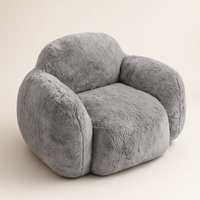 Fauteuil lounge gris en peluche, fauteuil d'appoint arrondi, fauteuil barillet rembourré doux pour salon, chambre, hôtel, coin lecture