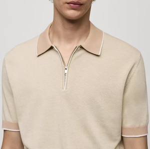 Camisetas Tejidas Personalizadas con Cremalleras |   Polo de Manga Corta para <span class=keywords><strong>Hombre</strong></span>, Cierre de 1/4, Corte Holgado, Bordado, Color Sólido - Product Image 4