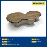 Tavolino da Caffè Homeera L140W80H35cm in Legno Colorato con Base in Acciaio Inossidabile, Arredamento Moderno per Soggiorno - Product Image 1