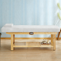 Table de massage électrique USB avec dossier réglable, en bois, pour salon de beauté, spa, avec grand espace de rangement