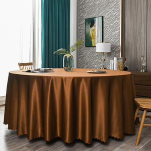 ホテルレストランホワイトラウンドポリエステルテーブルクロスオーバーレイラグジュアリースタイルラグジュアリーウェディングバンケットテーブルカバーダイニングキッチンスペース - Product Image 1