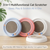 Griffoir multifonctionnel moderne pour chat, double face, avec jouet à bille sur rail carré, en carton remplaçable, lit confortable, pour animaux de compagnie (norme UE)