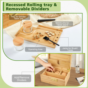 Wholesale Bamboo <b>Box</b> Custom Logo <b>Smoking</b> Set with Lock Storage Jar and Tobacco Grinder Natural Material Small Stash Bamboo <b>Box</b> - Product Image 6