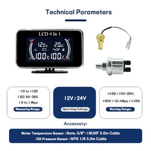 Wenle 4-in-1LCD Carro Digital Água Temp <span class=keywords><strong>Gauge</strong></span> <span class=keywords><strong>Oil</strong></span> <span class=keywords><strong>Pressure</strong></span> Fuel Voltage 1/8 NPT <span class=keywords><strong>Oil</strong></span> <span class=keywords><strong>Pressure</strong></span> Sensor Sensor de Temperatura da Água - Product Image 4