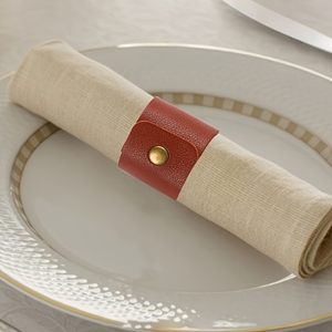 Anneau de serviette de style europé<span class=keywords><strong>en</strong></span> simple, décoration de table d'hôtel tendance, boucle de serviette <span class=keywords><strong>en</strong></span> similicuir pour Thanksgiving - Product Image 2
