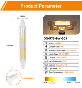 Ampoule <span class=keywords><strong>LED</strong></span> <span class=keywords><strong>R7s</strong></span> sans scintillement 220v 9w Remplace l'ampoule halogène <span class=keywords><strong>R7s</strong></span> <span class=keywords><strong>100w</strong></span> Lampes <span class=keywords><strong>LED</strong></span> - Product Image 5