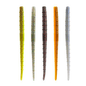 Señuelo de goma suave Luya de 8 piezas, tipo gusano de cola recta, flotante, de 12 cm, para perca, con anzuelos, envasado en bolsa - Product Image 1