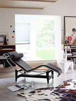 Chaise longue vintage minimaliste en cuir véritable pour salon, balcon, bureau, sieste, détente
