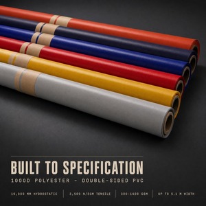 ผ้าใบกันน้ำโพลีเอสเตอร์ 1000D แบบสองด้านเคลือบ PVC สำหรับกันสาดกลางแจ้ง หนัก ทนทาน สีพื้น - Product Image 1