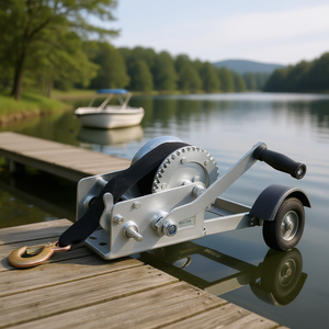 Remorque de bateau manuelle en acier JumPuck Winch 16,4 pieds 800 lb avec sangle en polyester et crochet à cliquet - Product Image 2