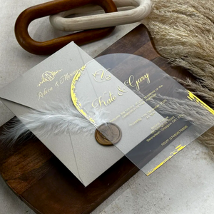 Invitación Acrílica Elegante Personalizada con <span class=keywords><strong>Arco</strong></span> Dorado, Sobre con Monograma y Sello de Cera, Juego de Invitaciones Modernas para Ceremonia de Matrimonio - Product Image 2