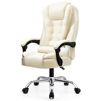 Chaise de bureau ergonomique pivotante et massante en cuir de luxe 4 couleurs Fauteuil d'ordinateur de direction inclinable rotatif