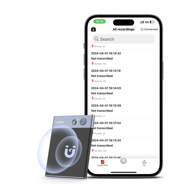 App Supported Chatgpt Powered Megasafe Phone Call Recording Digital AI Voice Recorder with 84 Languages Translation Mp3 Player