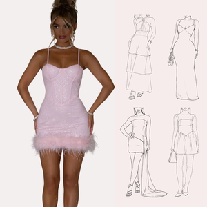 Vestidos de Mujer, Vestido Sexy Brillante Rosa Estilo Corsé con Adorno de Plumas, Vestido de Fiesta Brillante sin Tirantes para Mujer, Ropa de Club Nocturno - Product Image 3