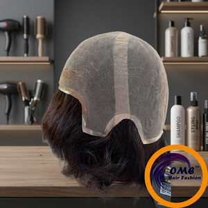 Perruque complète en cheveux humains Remy pour hommes, avec base en dentelle suisse française, pré-épilée, ligne de cheveux naturelle - Product Image 1