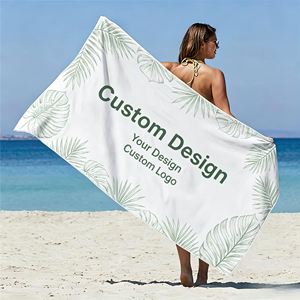 Serviette de plage en coton imprimée numériquement en couleur personnalisée, MOQ - Product Image 1