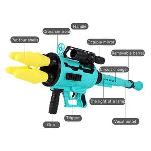 Lanceur de fusées électronique portable pour enfants, modèle de mortier militaire de simulation, pistolet de tir acousto-optique, souffleur de bulles en plastique souple - Product Image 5