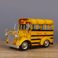 Modèle de bus scolaire rétro en fer forgé fait main pour la maison, le bureau, le bar, le café, le salon, objet de collection, décoration, ornement, cadeau