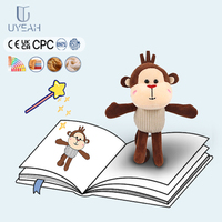 Uyeah EN71/CPC Peluche singe rouge mignon personnalisée avec poils, singe orange, animal en peluche de dessin animé, poupées singes rieurs
