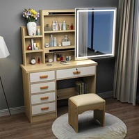 Coiffeuse multifonctionnelle en MDF avec miroir, style rangement, simple, pour chambre à coucher, meuble intégré pour la maison, transfrontalier