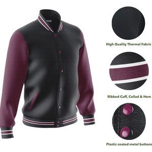FOXA Men's Varsity <b>Jacket</b> Fleece Regular Fit Button Closure Casual Baseball Bomber <b>Jacket</b> - Product Image 4