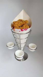 Fry e antipasto cono display con tripla di tazza di salsa di titolari Perfetto <span class=keywords><strong>per</strong></span> il partito e della ristorazione evento-in Acciaio Inox metallo stand - Product Image 6