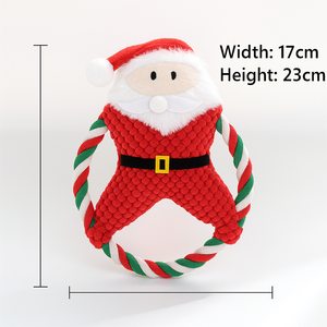 Navidad vacaciones cachorro felpa Squeaker Reno Santa jengibre opciones cuerda anillo palo entrenamiento Tug Fetch resistente a mordeduras - Product Image 6